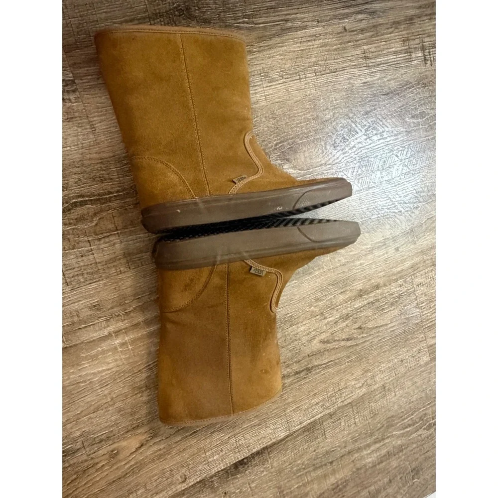 Vans Suede Sherpa Lined Boots Chestnut Brown Women 7 Men 5.5 Waffle Sole